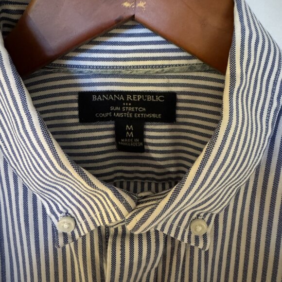 Banana Republic Slim Stretch Striped Button-Down Shirt – Men’s M - Picture 2 of 5